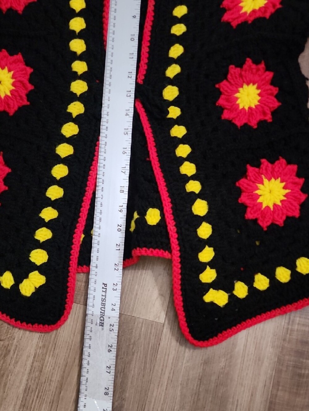 Handmade Crochet Granny Square Floral Vest Boho Hippie - Picture 5 of 7